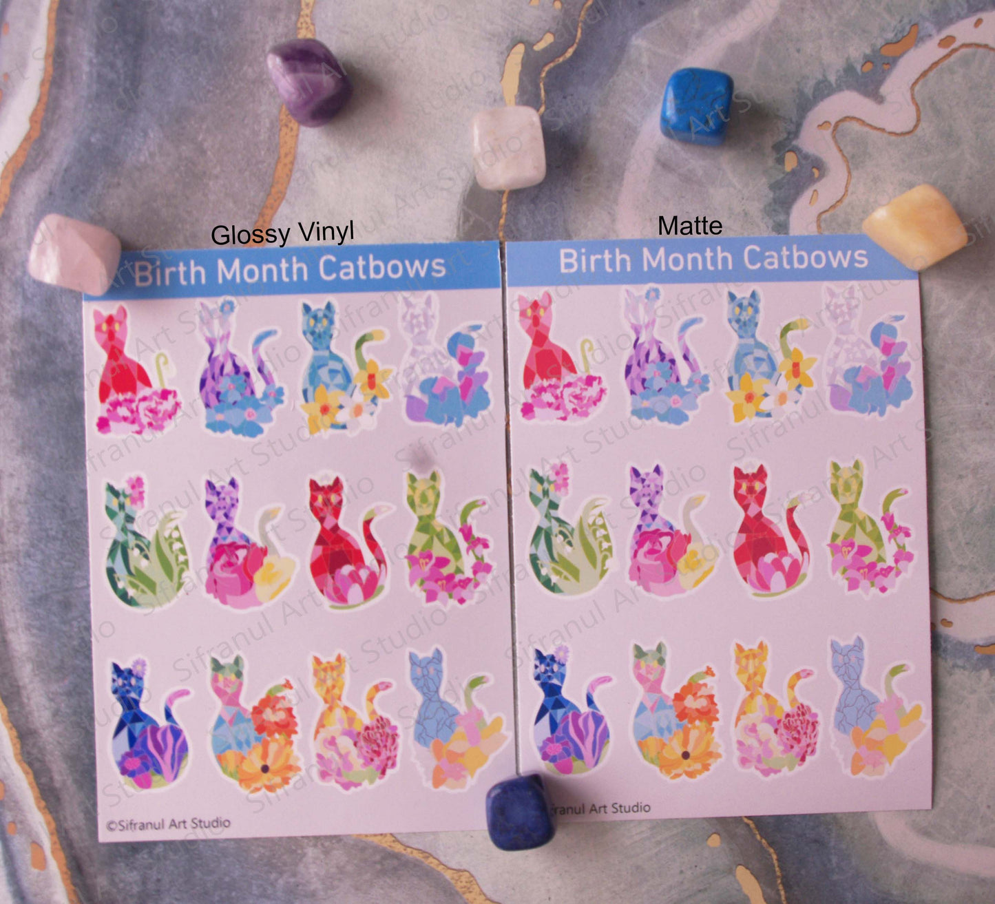 All Months Birthday Cat Stickers