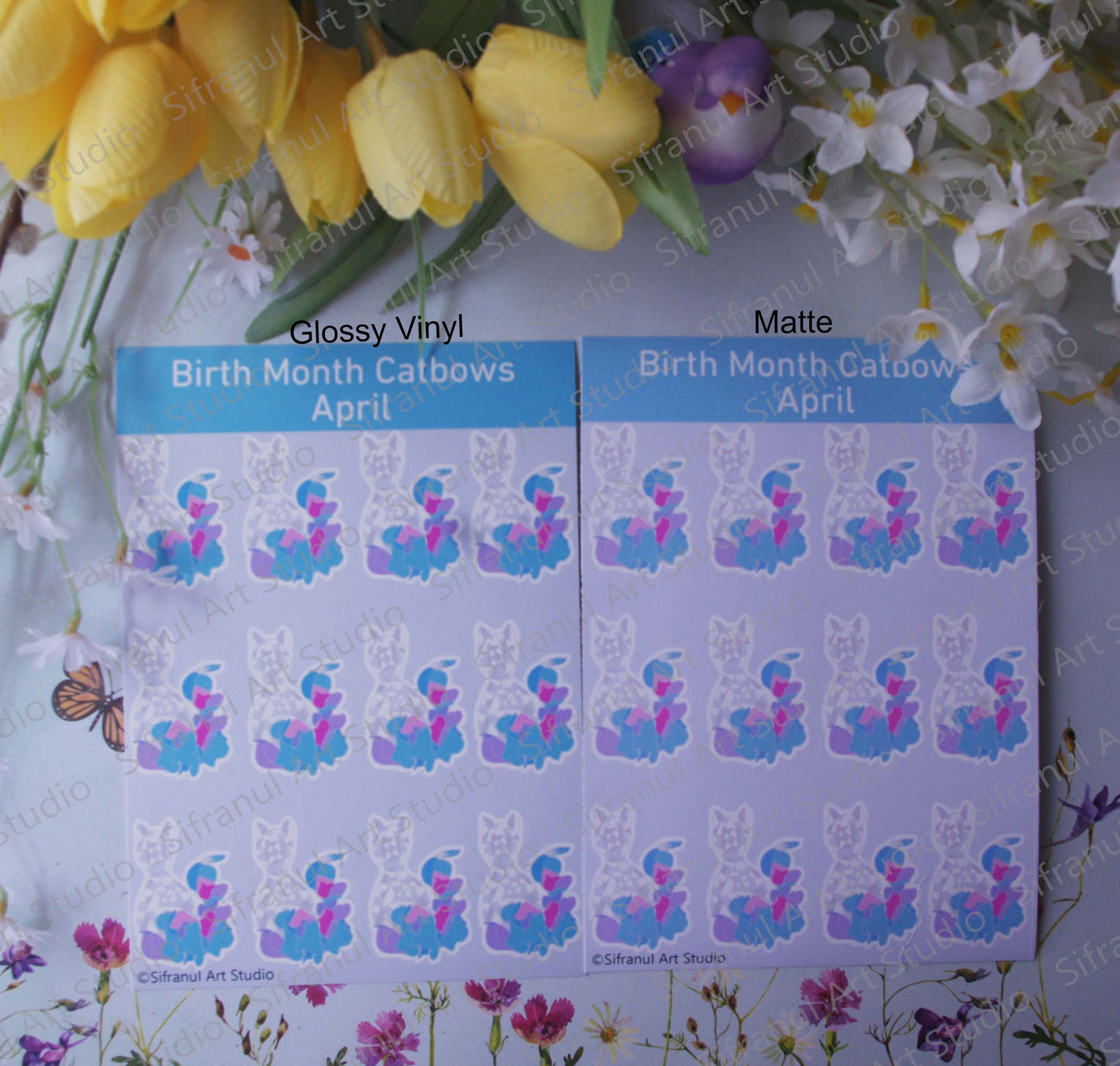 April Birthday Cat Stickers