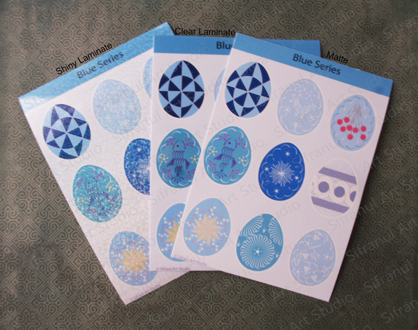 Blue Series Pysanky Sticker Sheets