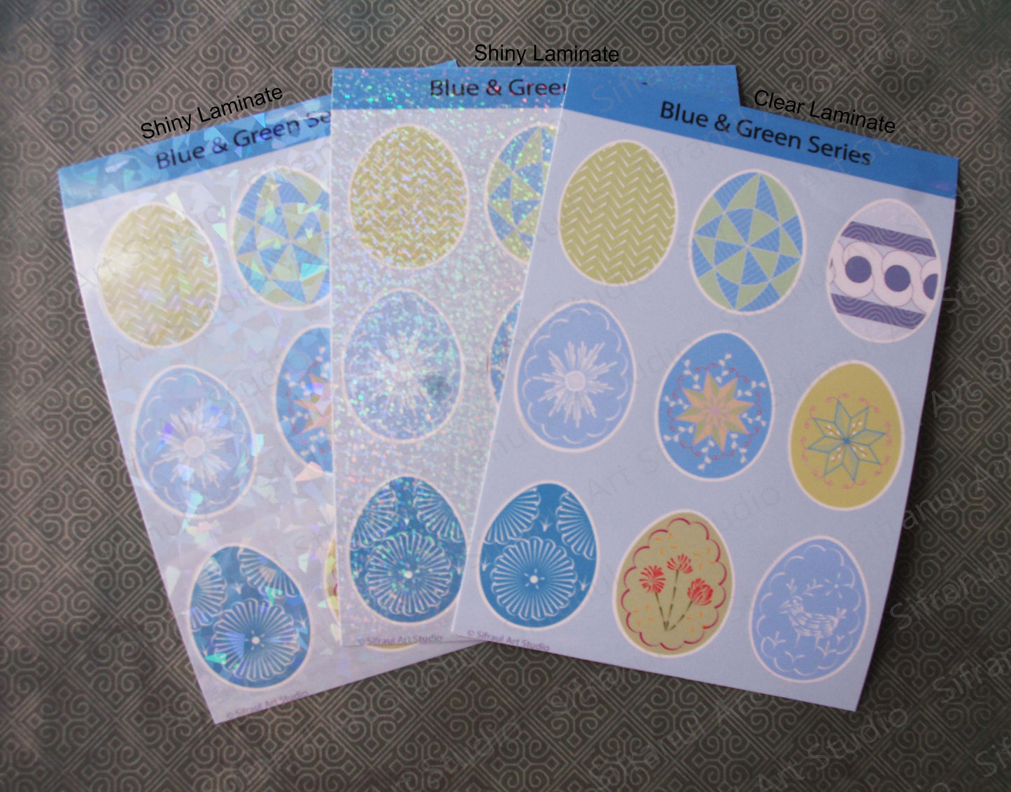 Blue & Green Series Pysanky Sticker Sheets
