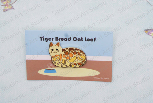 Tiger Bread Cat Loaf Enamel Pin