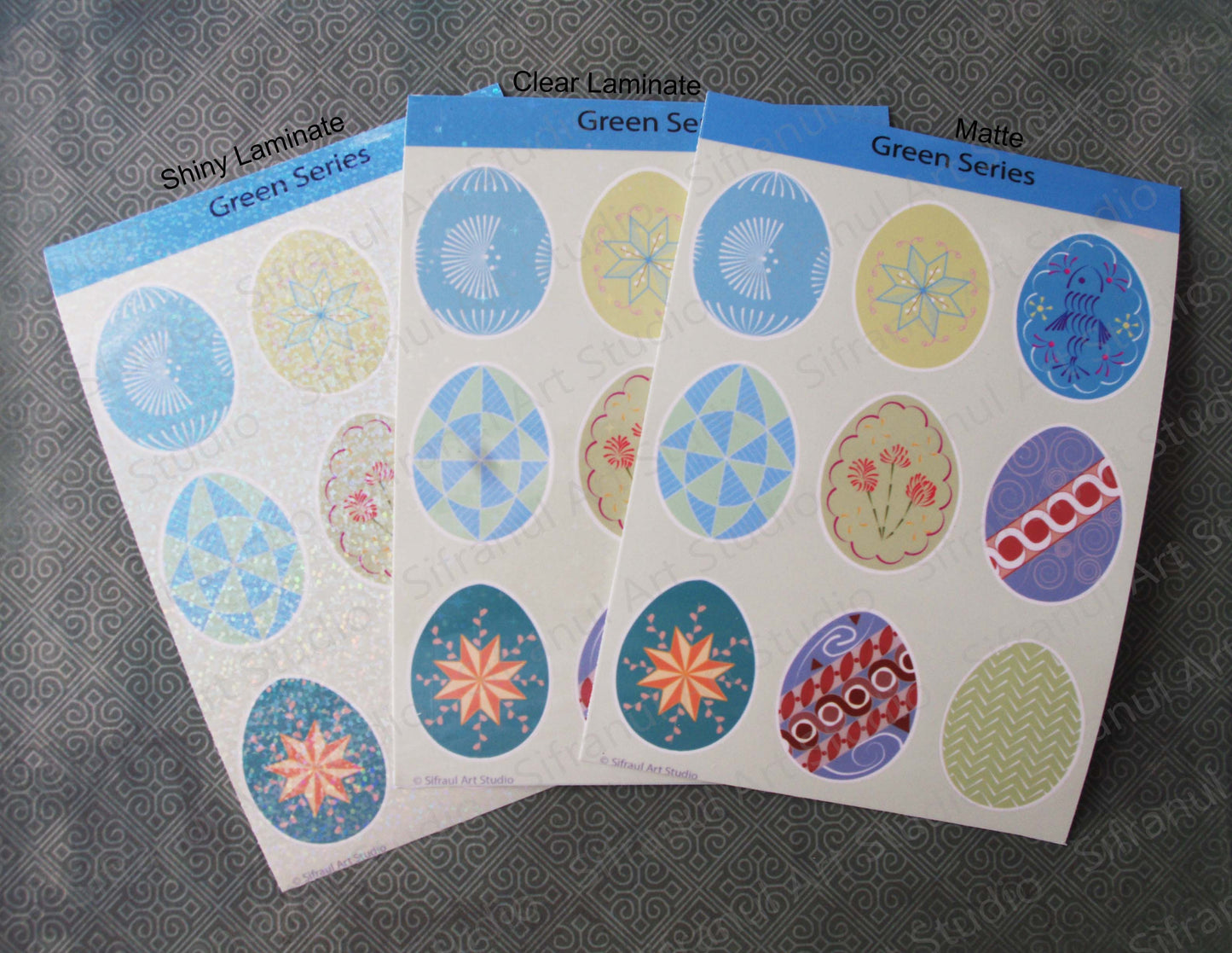 Green Series Pysanky Sticker Sheets
