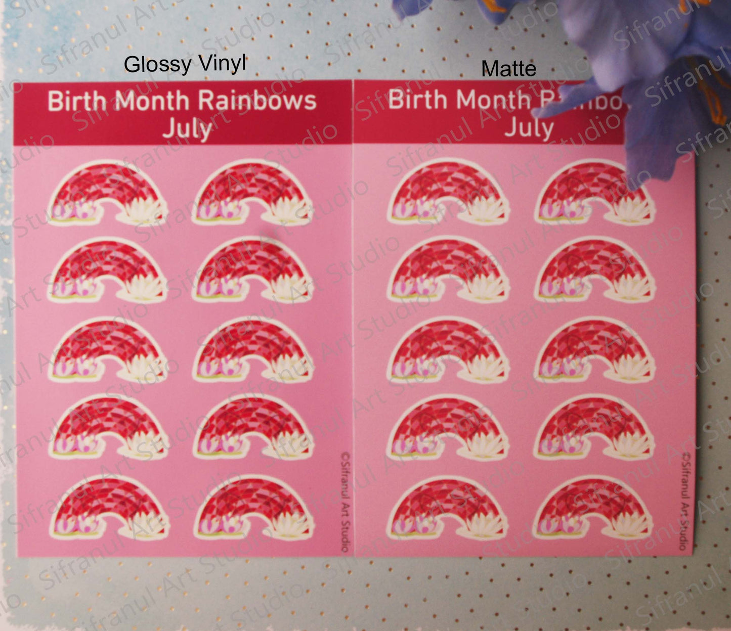 July Birthday Rainbow Stickers