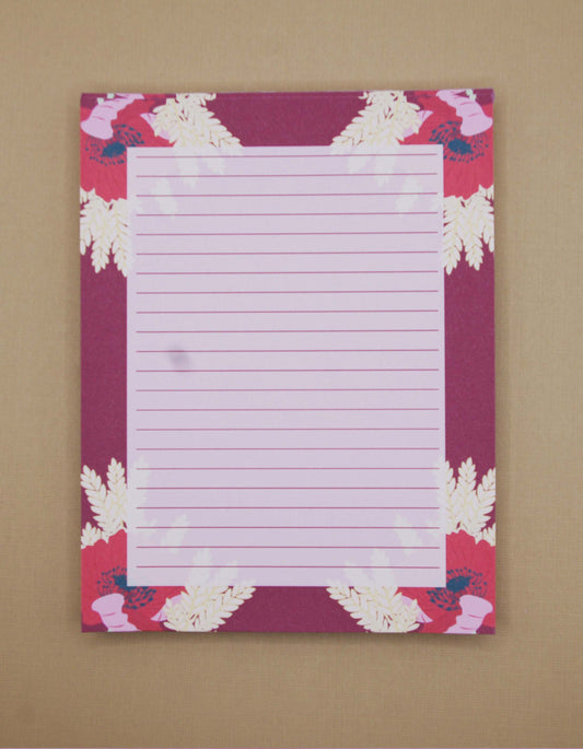 Wheat and Poppy Lined Handmade Notepads