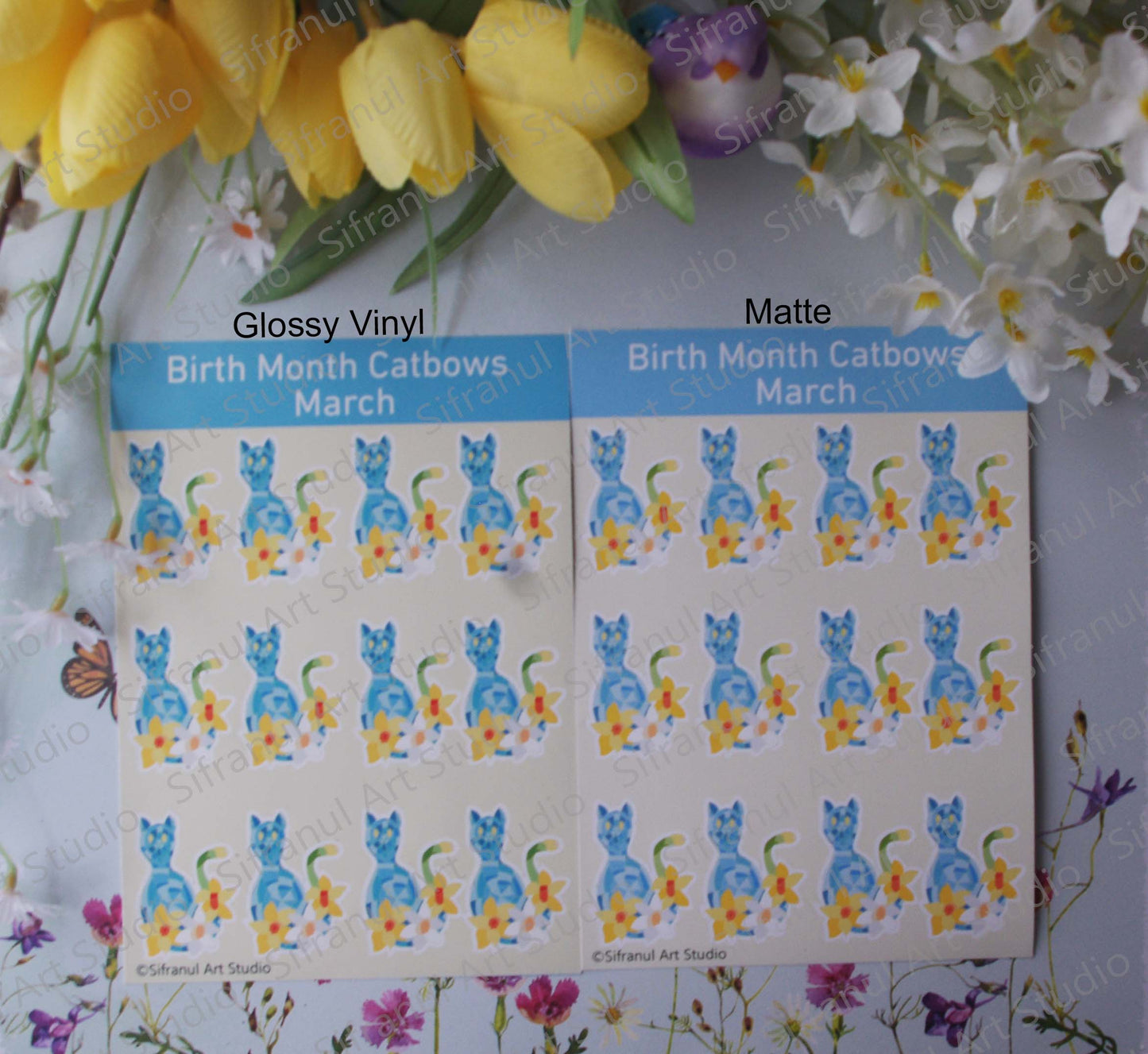 March Birthday Cat Stickers