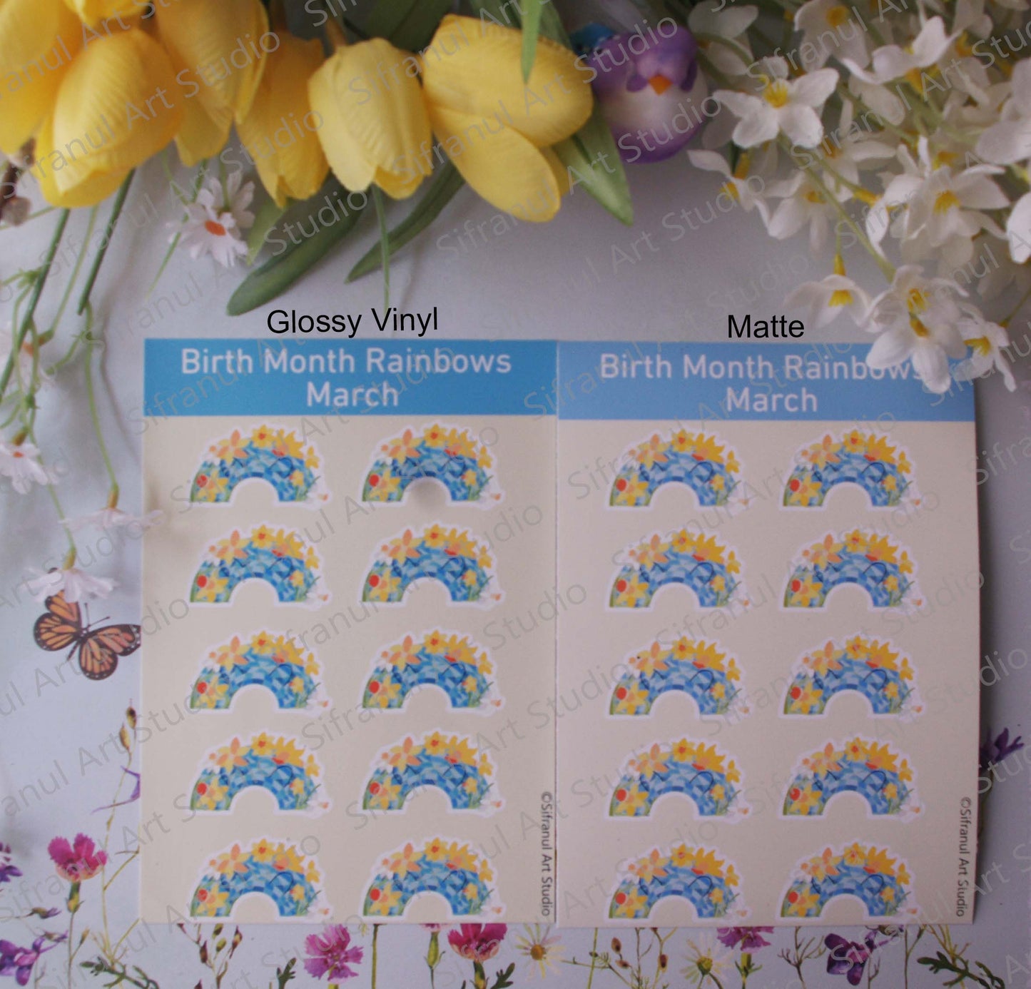 March Birthday Rainbow Stickers