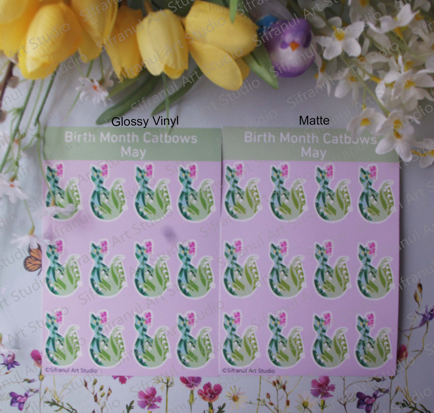 May Birthday Cat Stickers