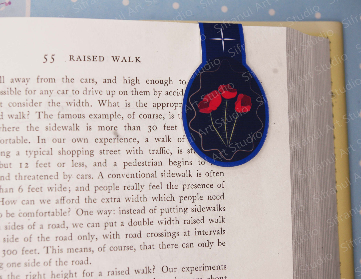 Midnight Florals- Poppies Magnetic Bookmark