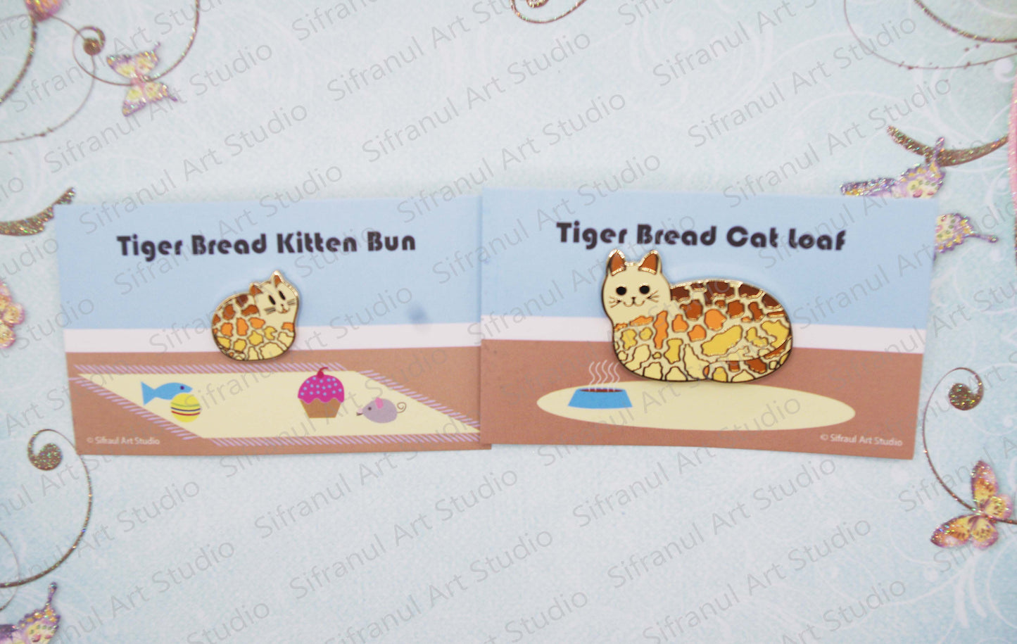 Tiger Bread Kitten Bun Enamel Pin