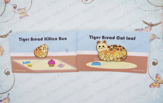 Tiger Bread Kitten Bun Enamel Pin