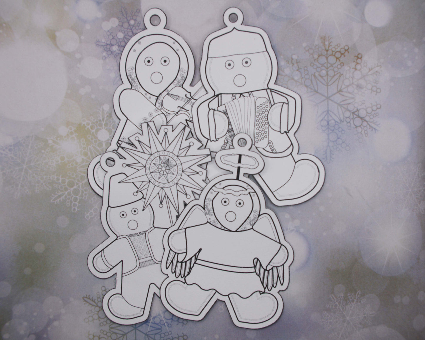 Ukrainian Gingerbread Carolers Paper Ornaments