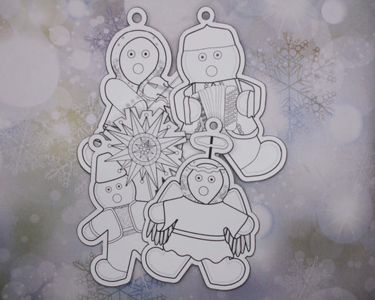 Ukrainian Gingerbread Carolers Paper Ornaments