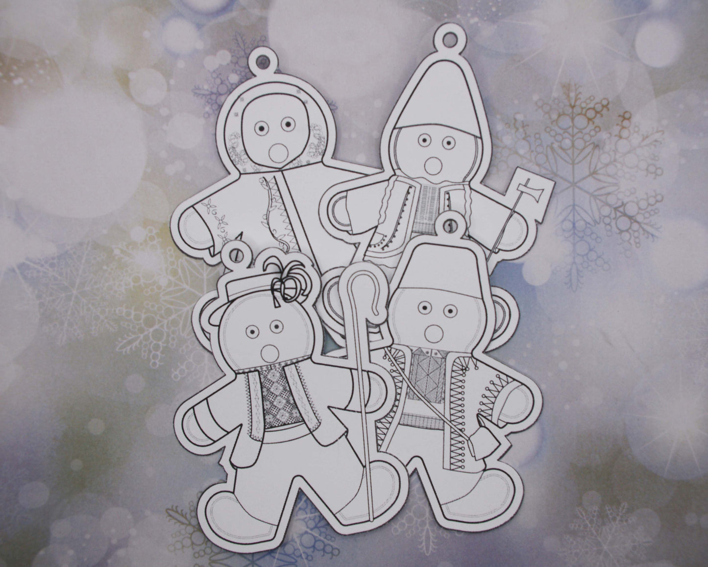Ukrainian Gingerbread Carolers Paper Ornaments