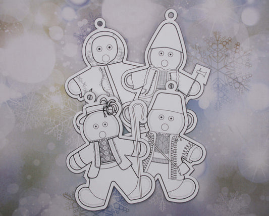 Ukrainian Gingerbread Carolers Paper Ornaments