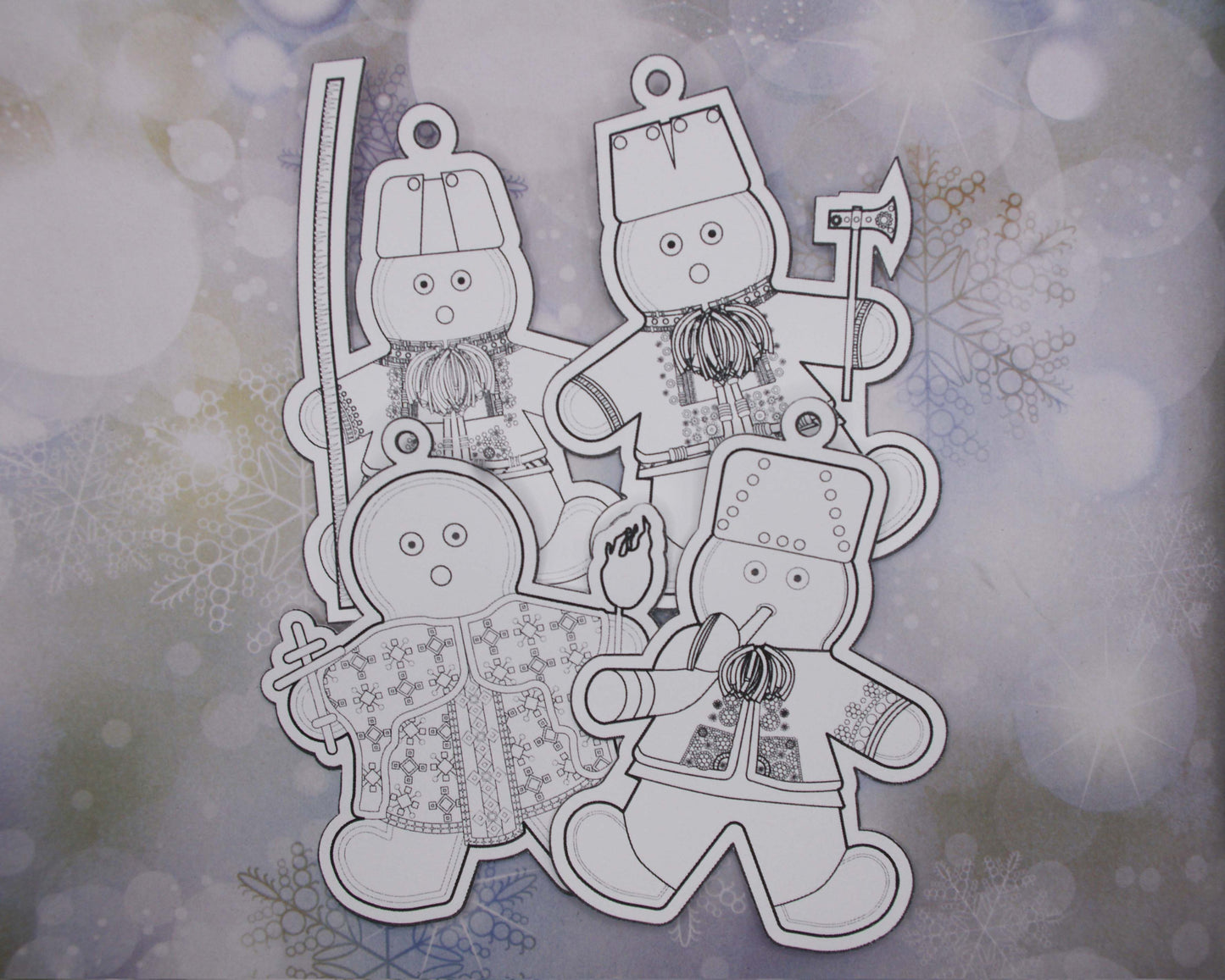 Ukrainian Gingerbread Carolers Paper Ornaments