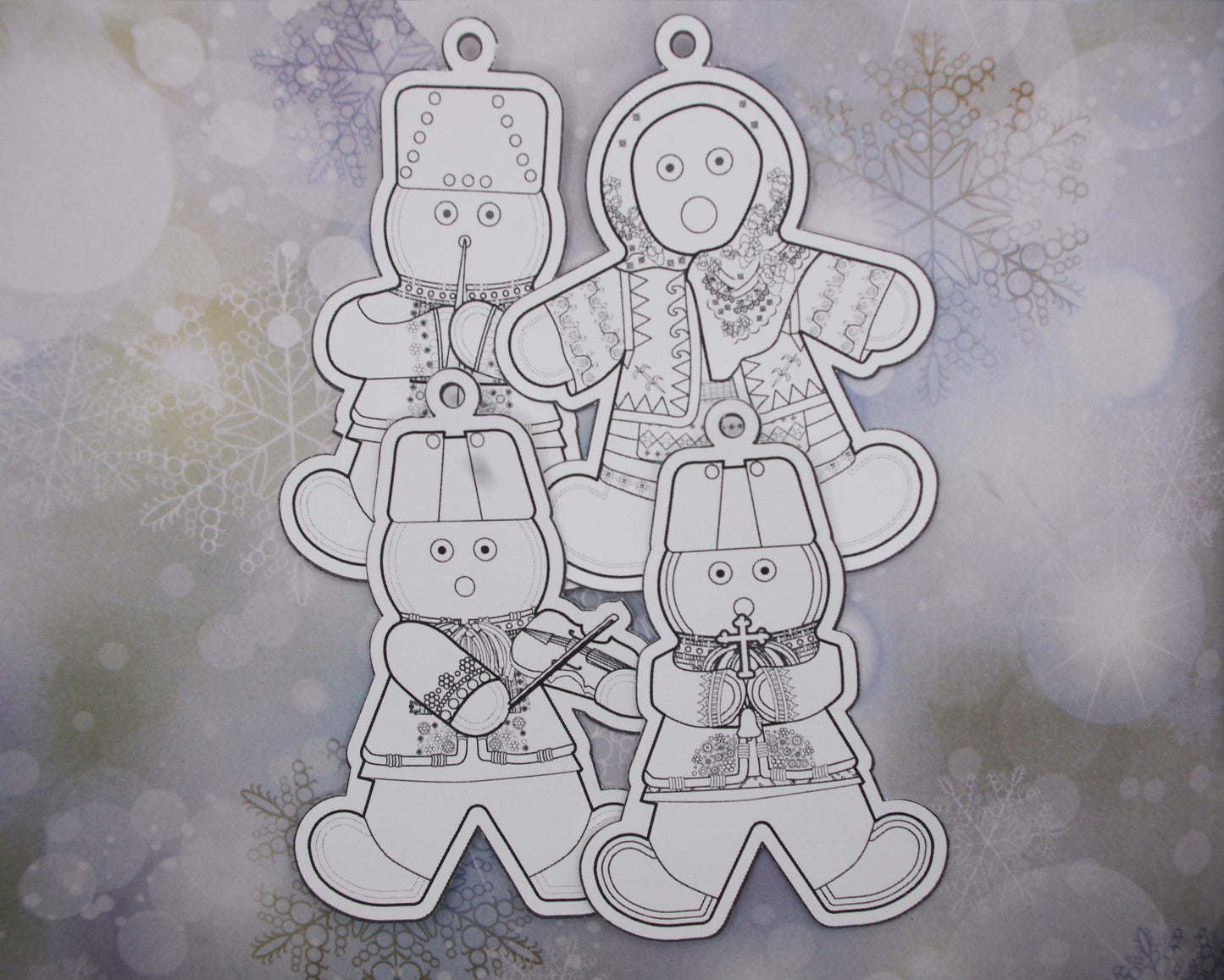 Ukrainian Gingerbread Carolers Paper Ornaments