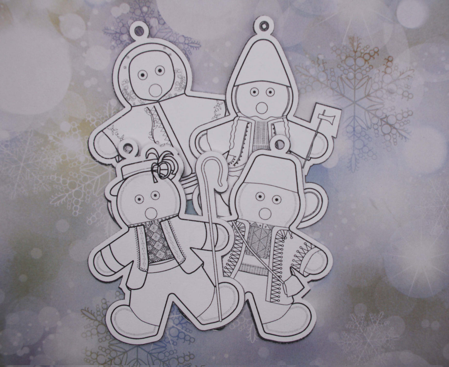 Ukrainian Gingerbread Carolers Paper Ornaments