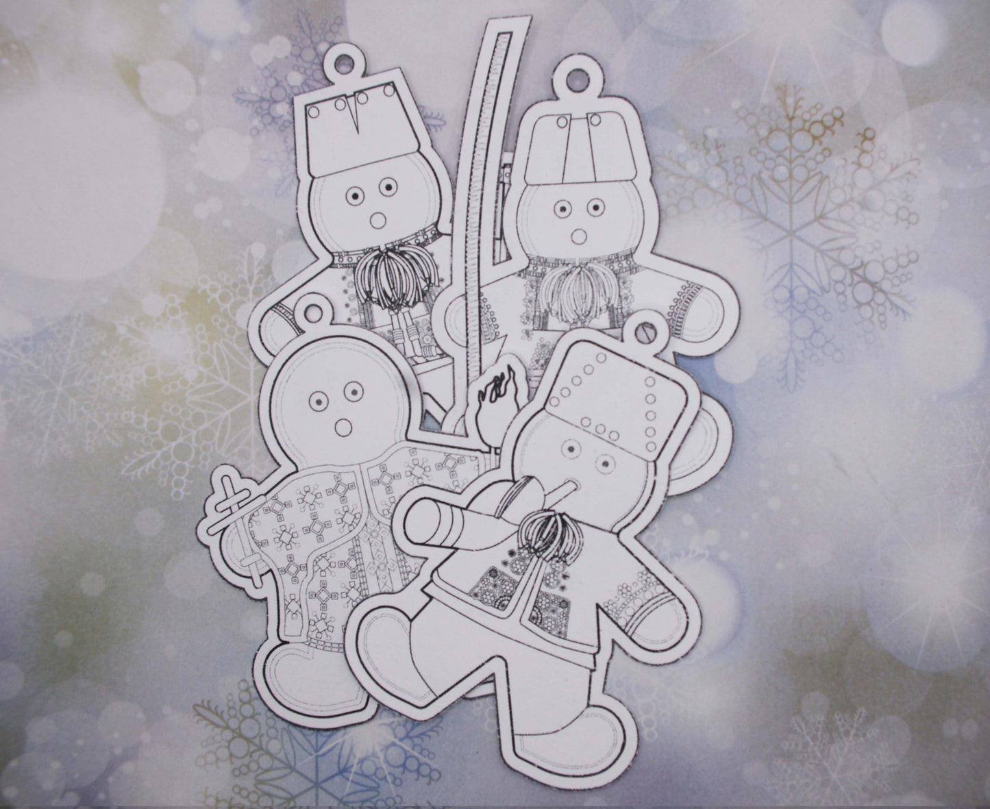 Ukrainian Gingerbread Carolers Paper Ornaments