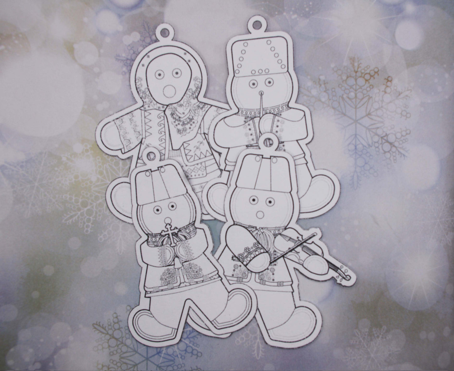 Ukrainian Gingerbread Carolers Paper Ornaments