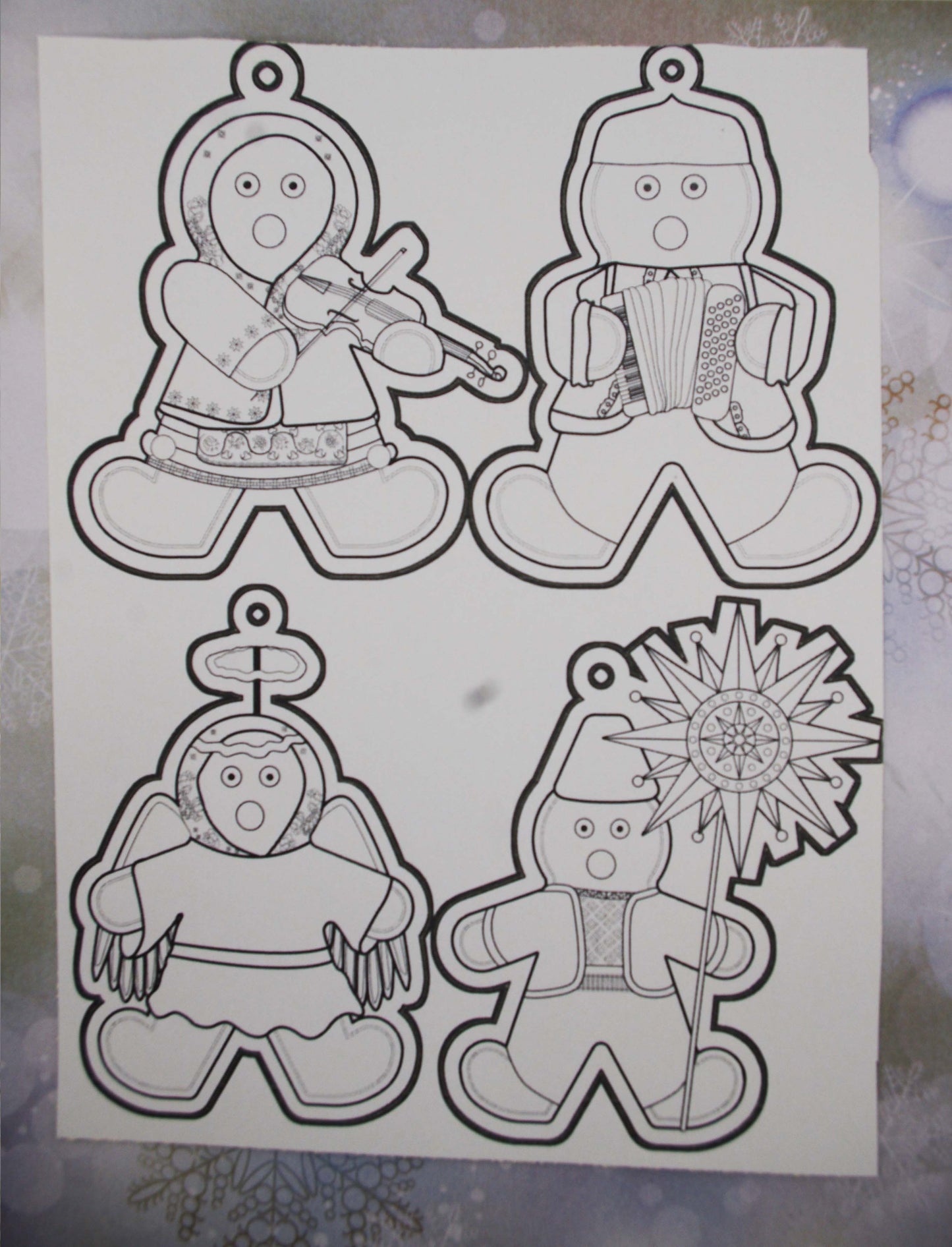 Ukrainian Gingerbread Carolers Paper Ornaments