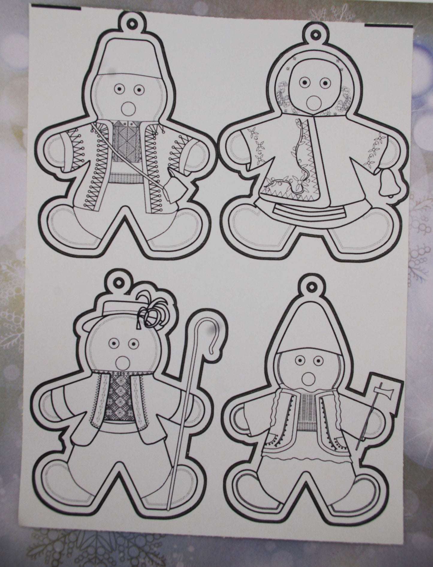 Ukrainian Gingerbread Carolers Paper Ornaments