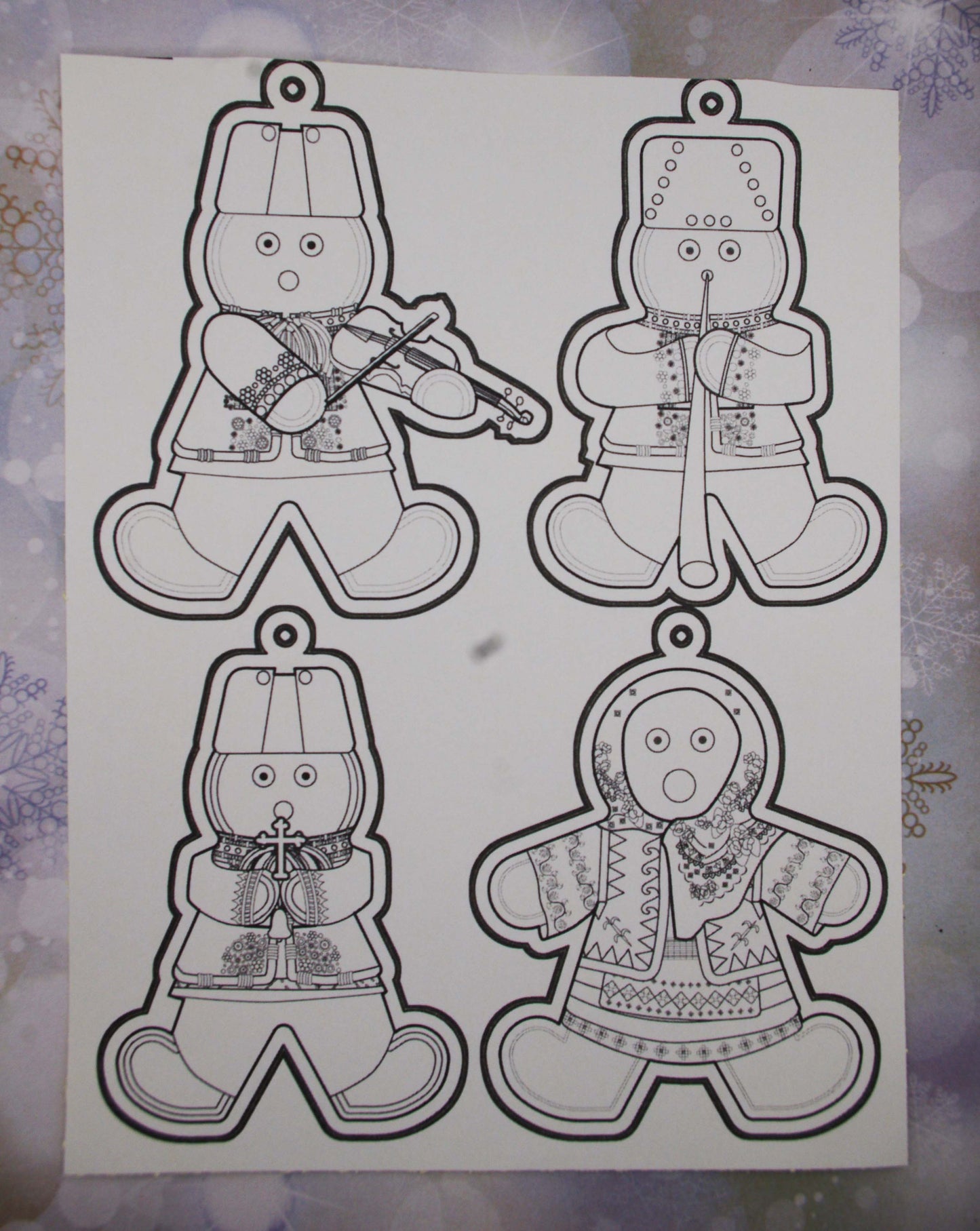 Ukrainian Gingerbread Carolers Paper Ornaments