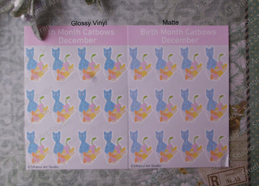 December Birthday Cat Stickers