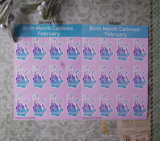 February Birthday Cat Stickers