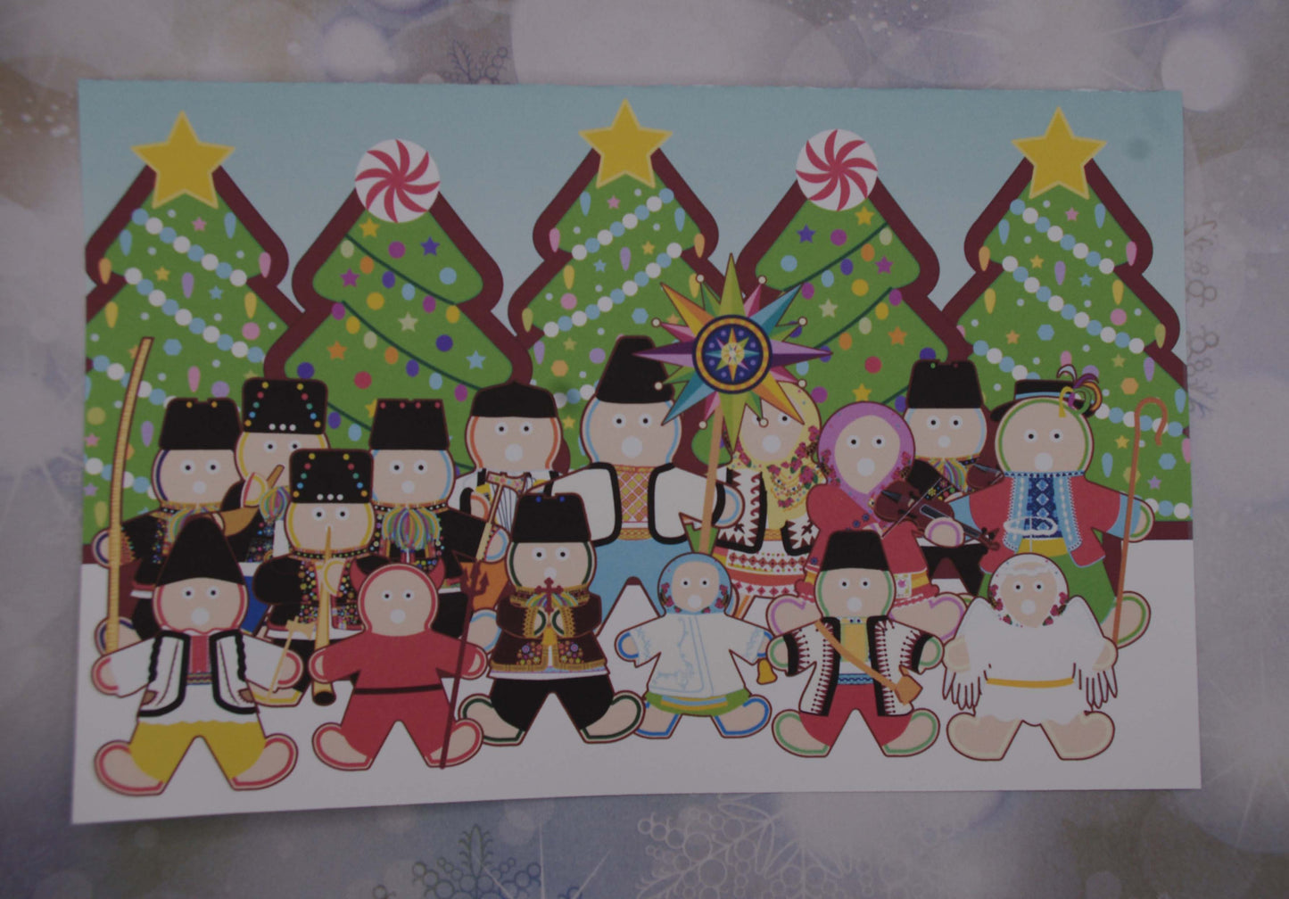 Ukrainian Gingerbread Carolers Christmas Card