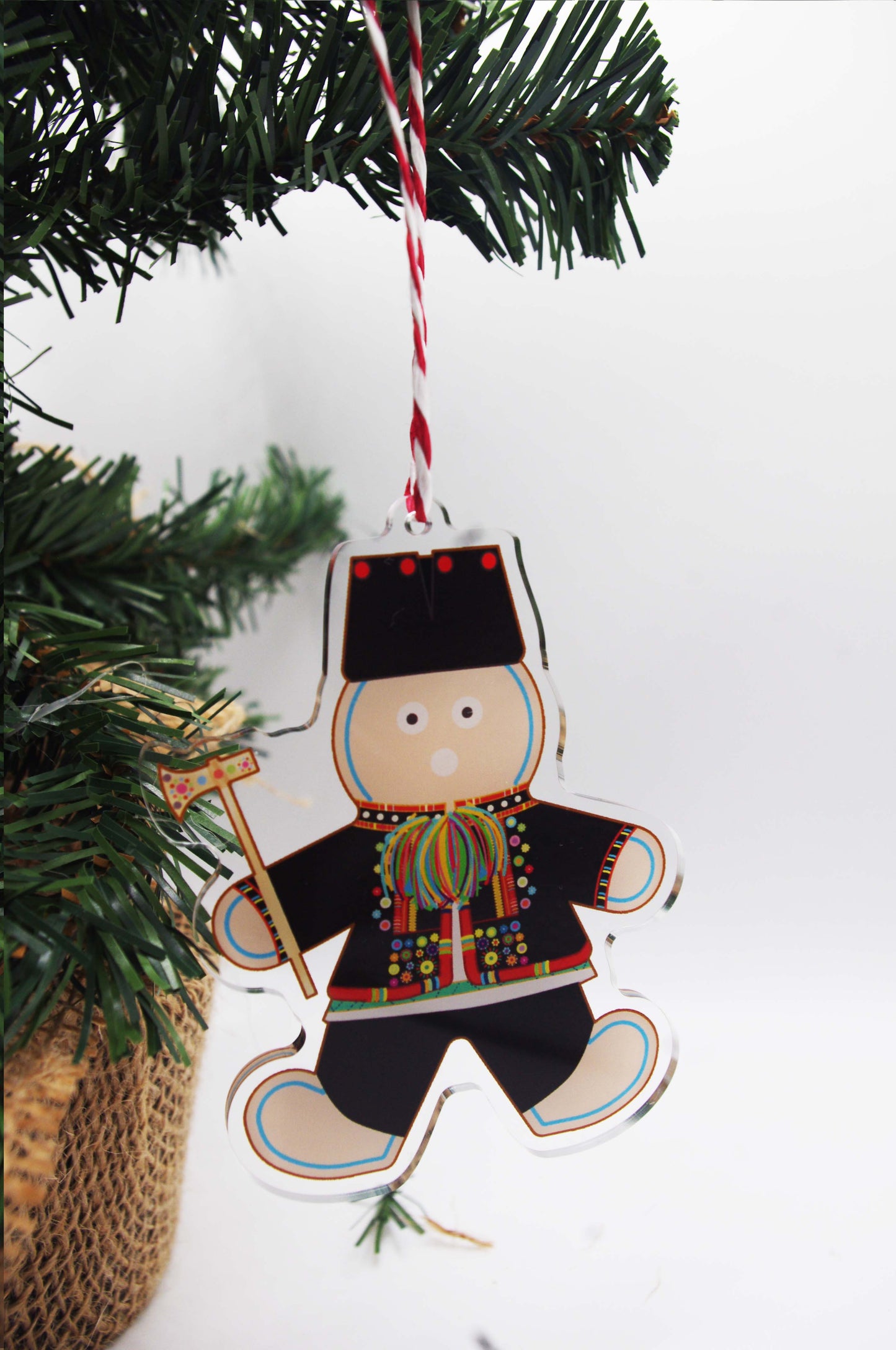 Ukrainian Gingerbread Caroler Acrylic Christmas Ornament