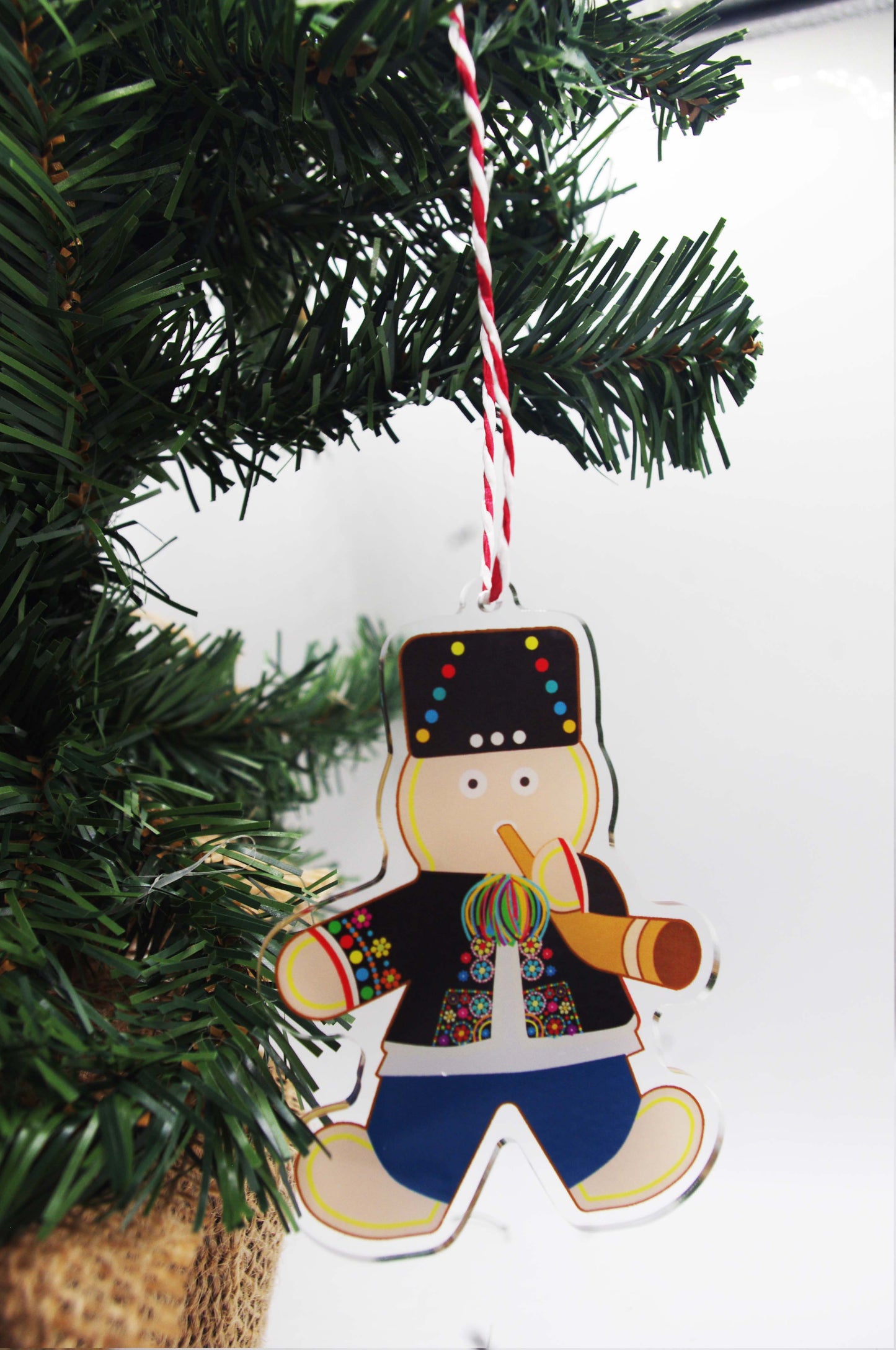 Ukrainian Gingerbread Caroler Acrylic Christmas Ornament