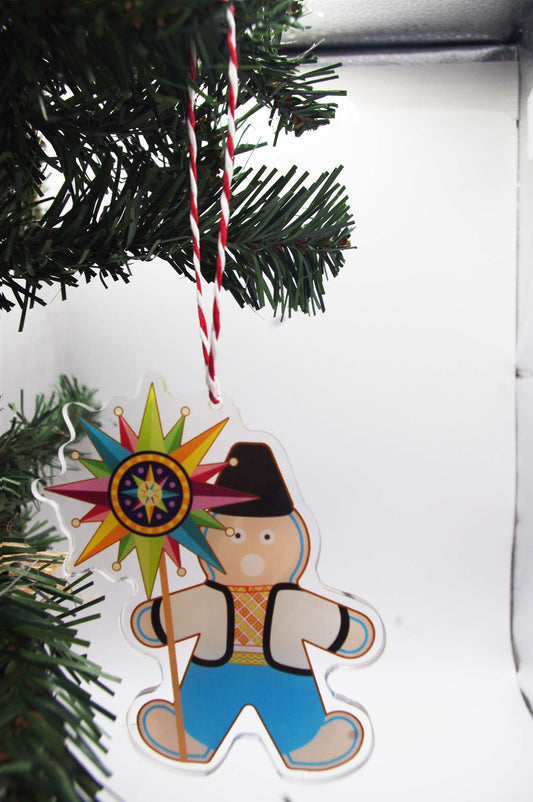 Ukrainian Gingerbread Caroler Acrylic Christmas Ornament
