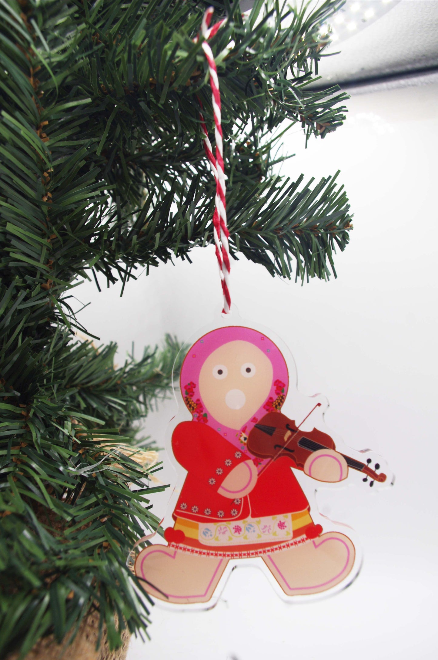 Ukrainian Gingerbread Caroler Acrylic Christmas Ornament