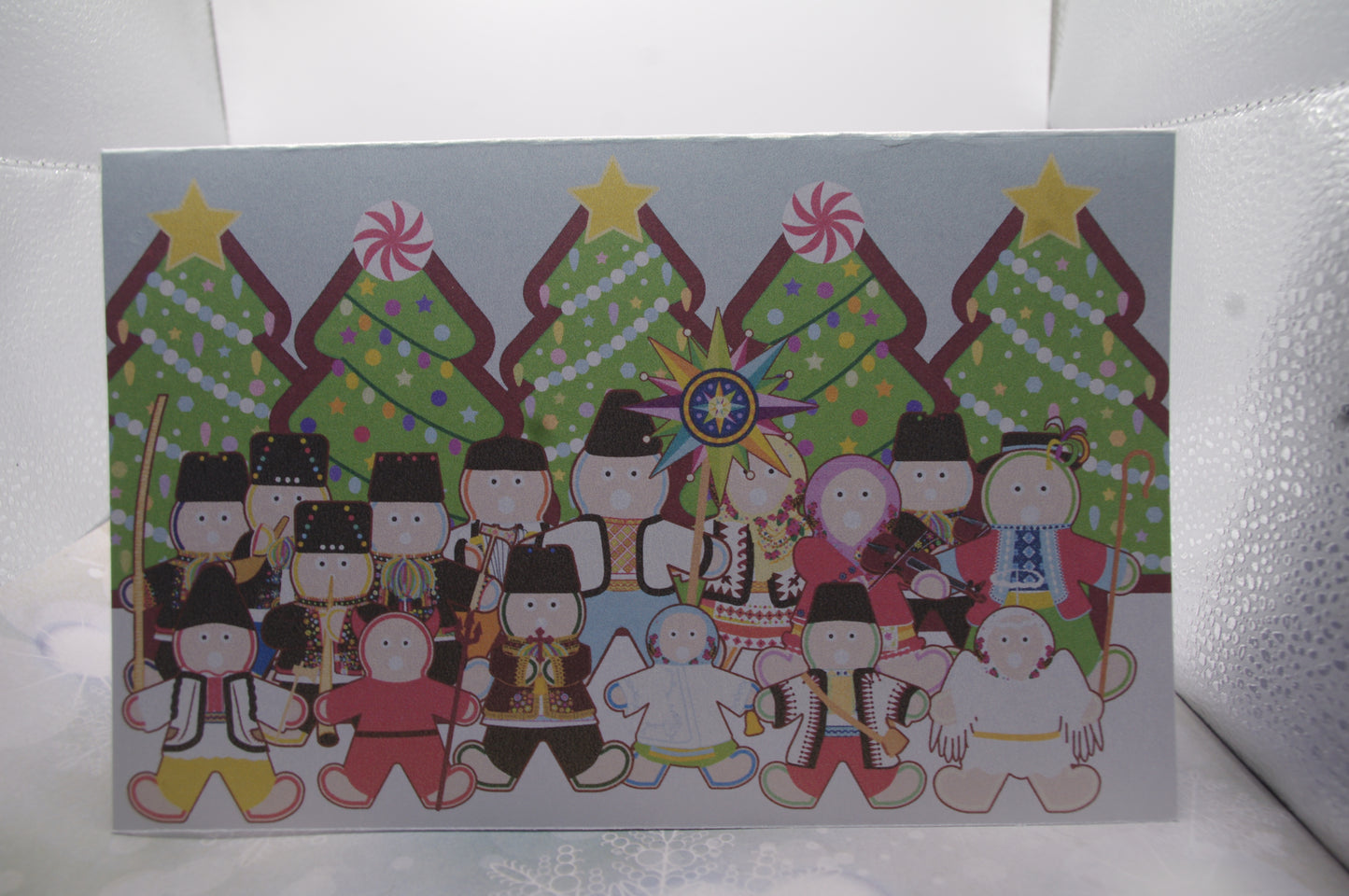 Ukrainian Gingerbread Carolers Christmas Card