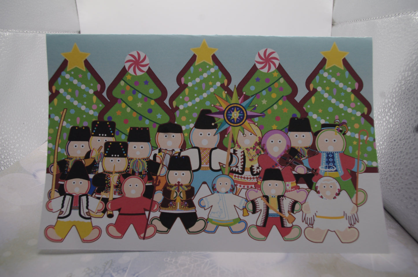Ukrainian Gingerbread Carolers Christmas Card