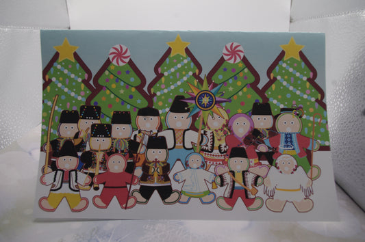Ukrainian Gingerbread Carolers Christmas Card