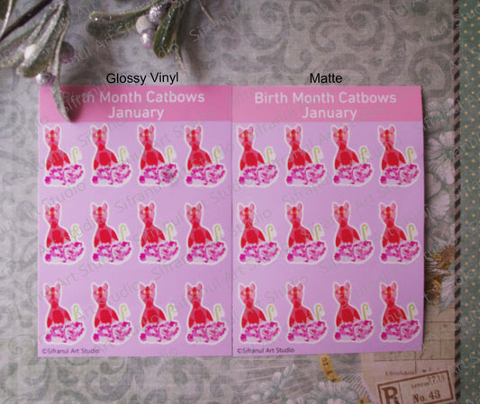 January Birthday Cat Stickers