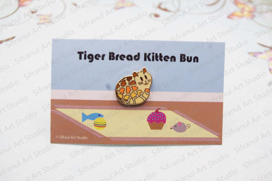 Tiger Bread Kitten Bun Enamel Pin