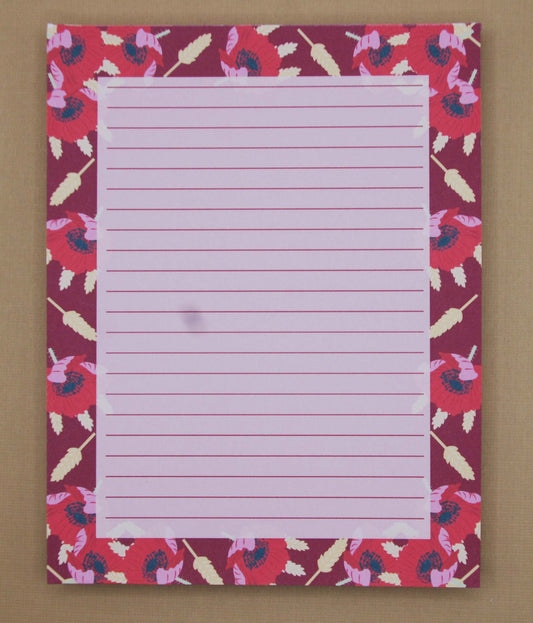 Wheat and Poppy Lined Handmade Notepads