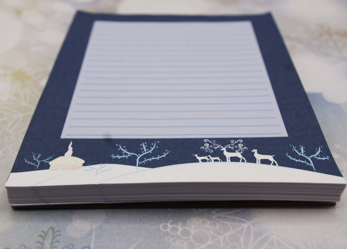 Deer in a Winter Landscape Lined Handmade Notepads