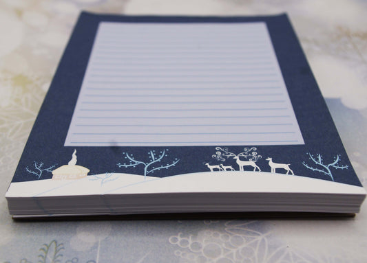 Deer in a Winter Landscape Lined Handmade Notepads