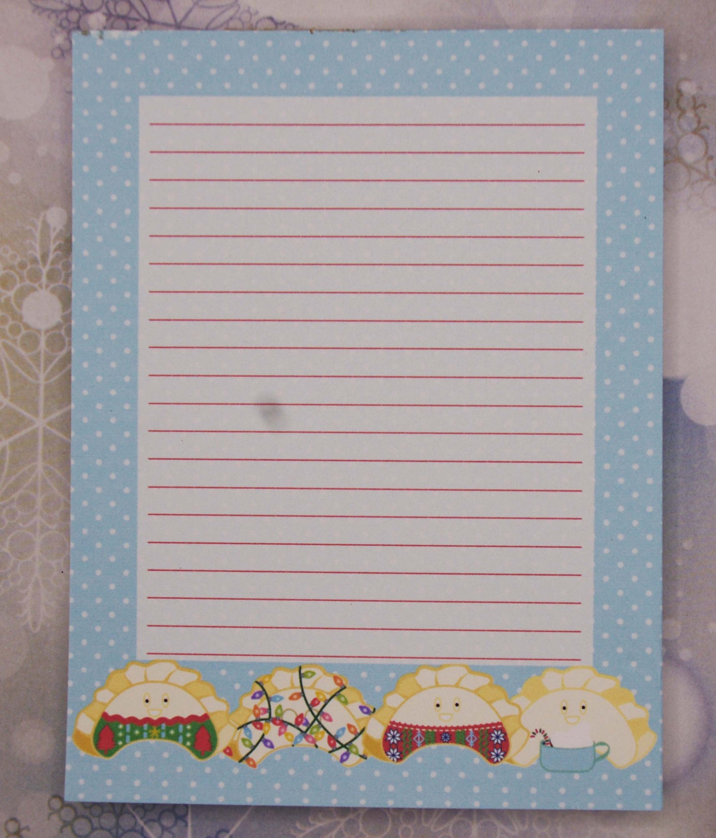 Festive Christmas Perogies Lined Handmade Notepad