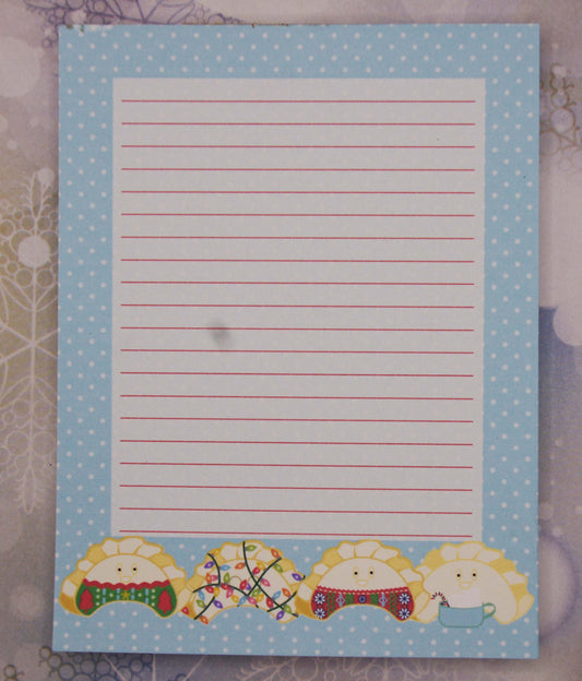 Festive Christmas Perogies Lined Handmade Notepad