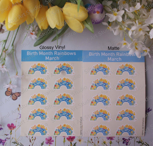 March Birthday Rainbow Stickers