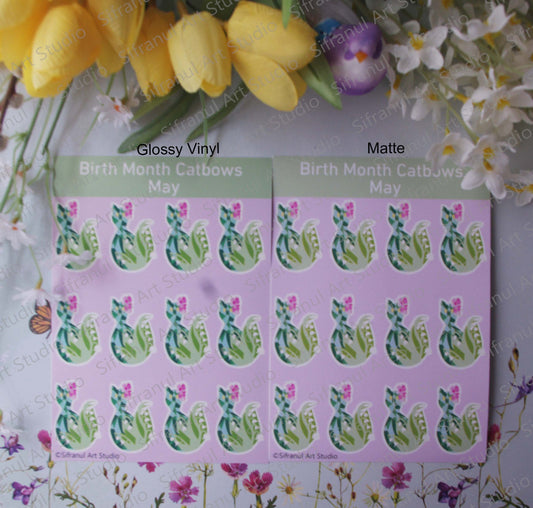 May Birthday Cat Stickers