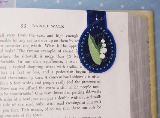 Midnight Florals- Lily-of-the-Valley Magnetic Bookmark