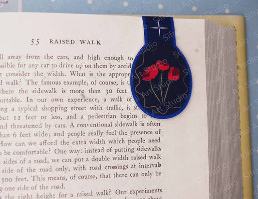 Midnight Florals- Poppies Magnetic Bookmark