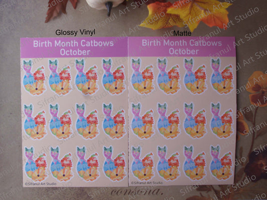 October Birthday Cat Stickers