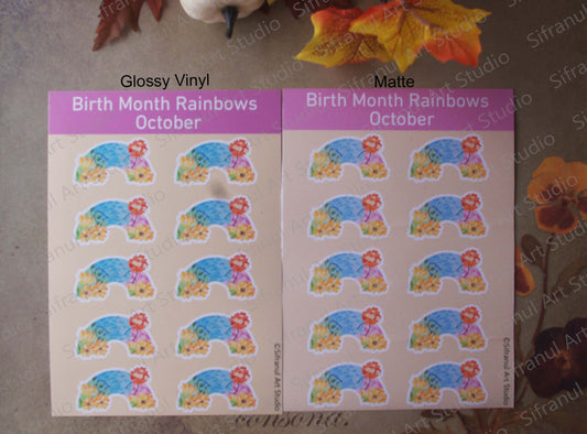 October Birthday Rainbow Stickers