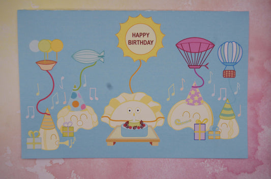 Perogi Birthday Card- Pink and Blue